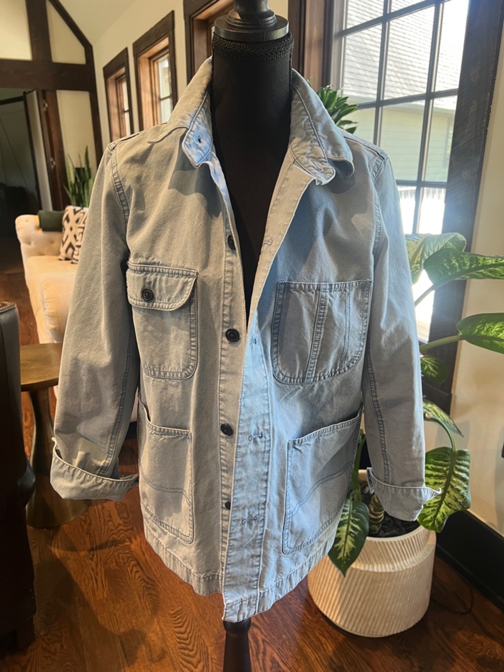 Madewell Light Blue Denim Top with Label Detail